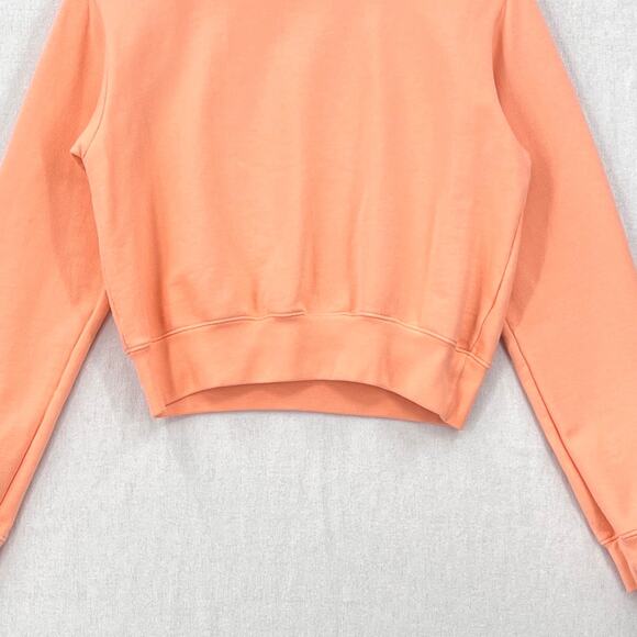 COTTON CITIZEN Milan Cropped Long Sleeve Sweatshirt Womens XS Melon Orange Mock - Picture 7 of 16